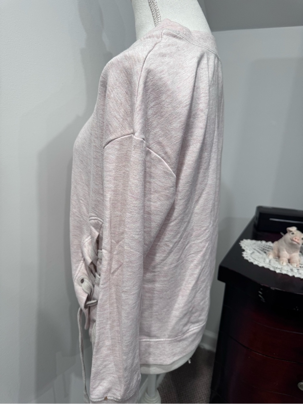 90 Degree By Reflex Light Pink Lace-Up Side Sweatshirt - Picture 4 of 6